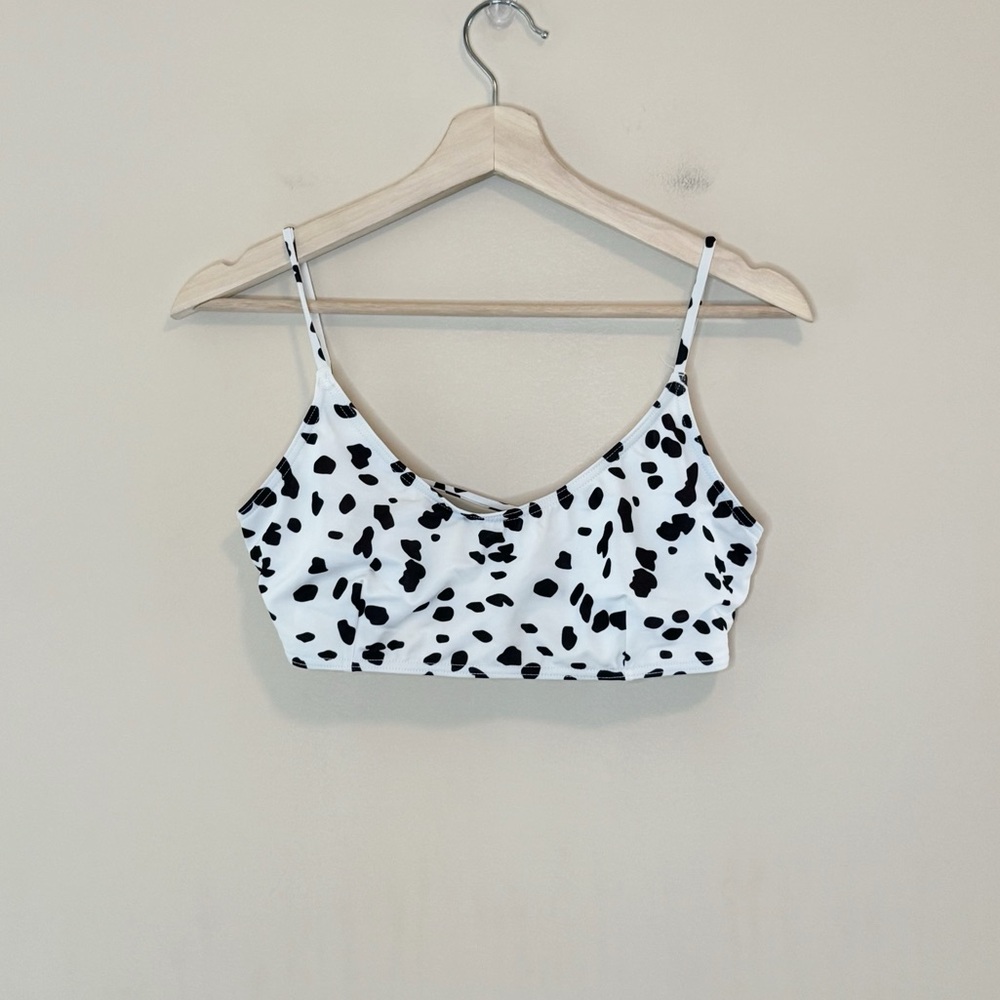 ASOS Swim Dalmatian Spot V-Neck Cutout Bikini Top Size 10